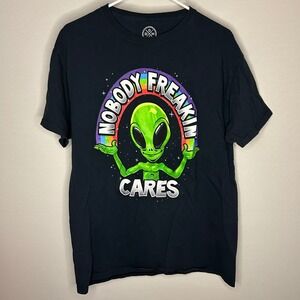 DOM It's About The Art Alien Rainbow Graphic T-Shirt Black Men L Streetwear